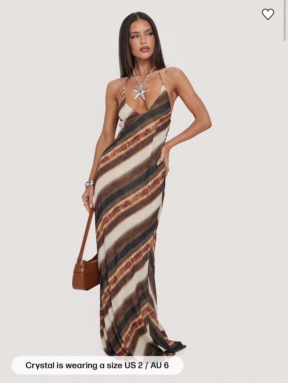Princess Polly Esmira Halter Maxi Dress Brown Stripe